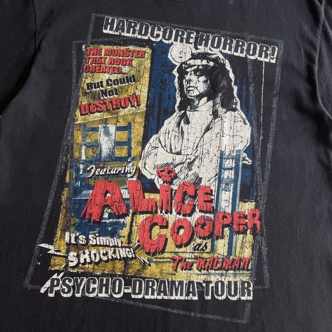 Vintage Rock Item ヴィンテージ ロック 90s ALICE COOPER アリス クーパー プリント クルーネック 半袖 Tシャツ USA製 ブラック 黒 L ロック バンド アーティスト ミュージシャン  トップス カットソー 【メンズ】