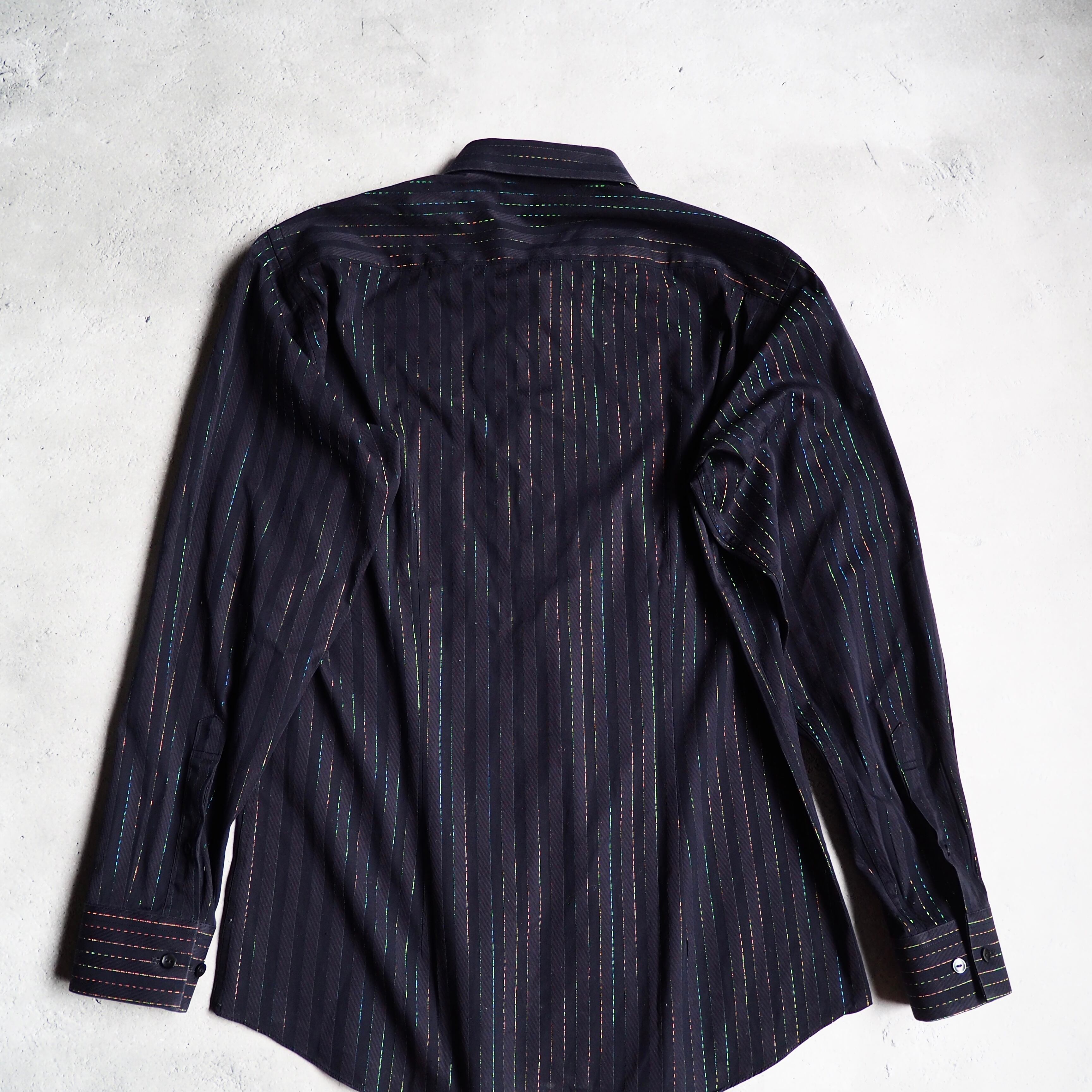 Beautiful Lame line Embroidery Black stripe Dress Shirt