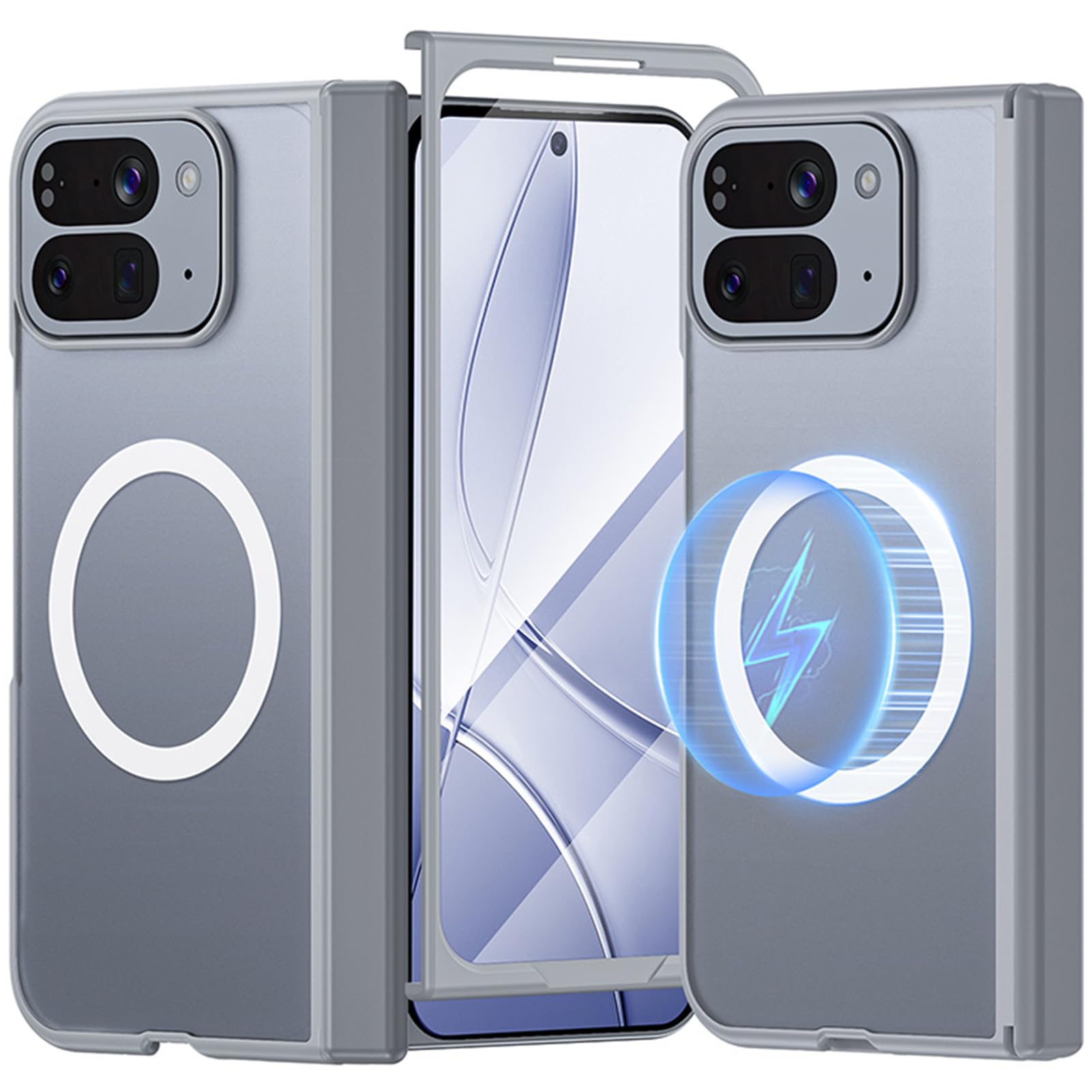 NINKI適応 Google Pixel 10 Pro Fold 2025用 ケース マグセーフ対応 フィルム一体型 PC製 ヒンジ保護 画面保護 耐衝撃 半透明バック 手触り良き グーグルピクセル 10プロ フォールド スマホケース (ホワイト)