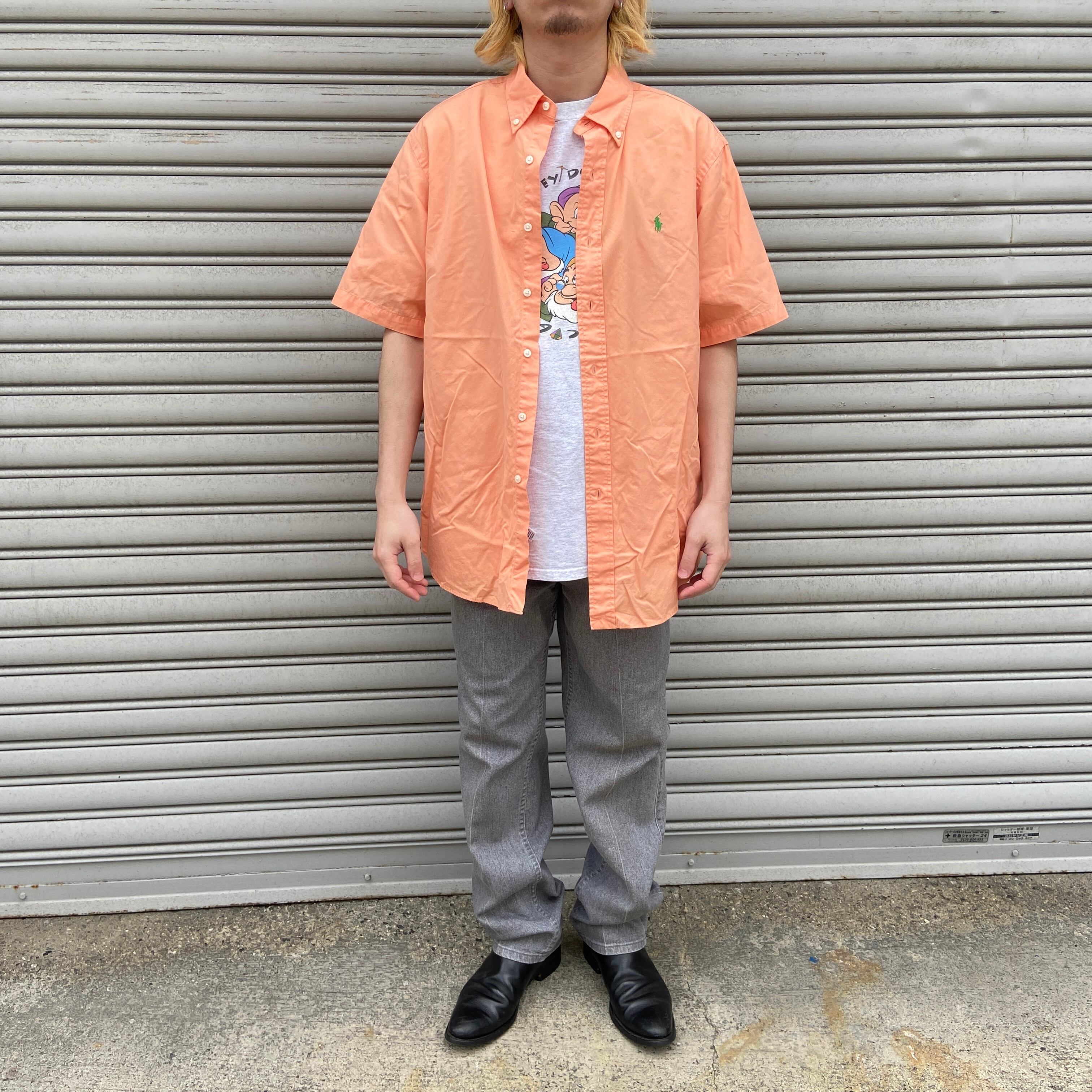 RalphLauren ボタンダウン半袖シャツ クラシックフィット オレンジ L 