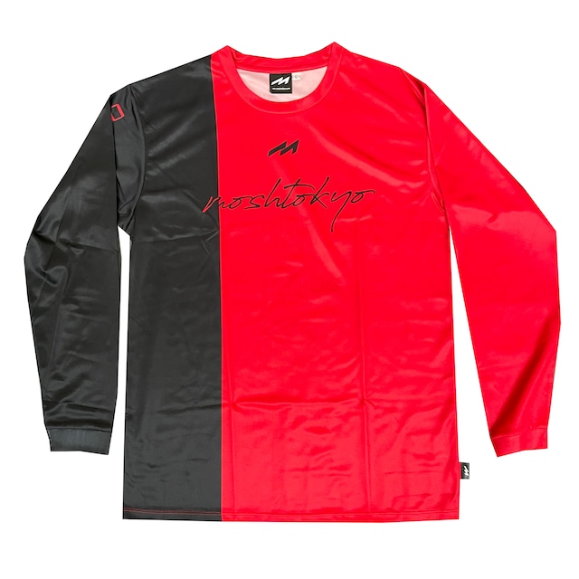 【PR LINE】Two-tone Color Shirt(MHS-2305) RED × BLACK（LONG）