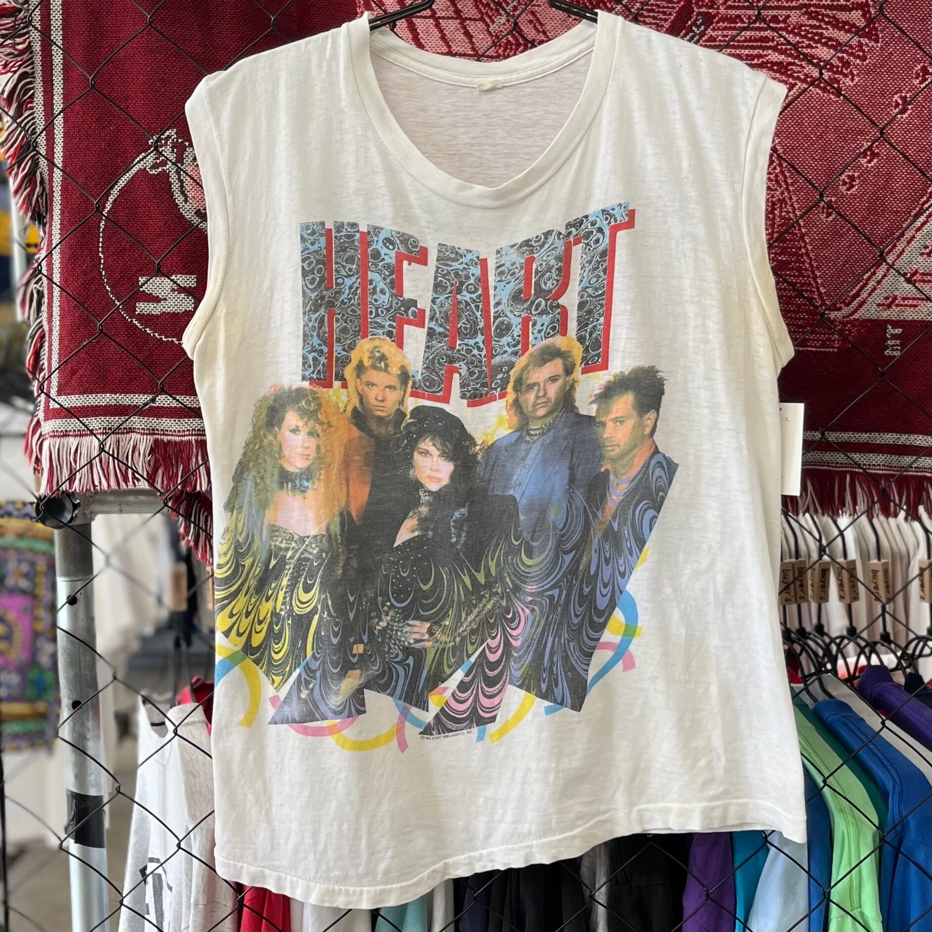 80s Heart ハンドTシャツ ツアーTノースリーブ L 古着 古着屋 埼玉