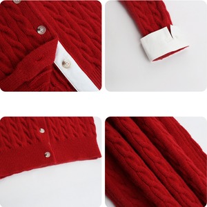 contrast knit cardigan　J00361
