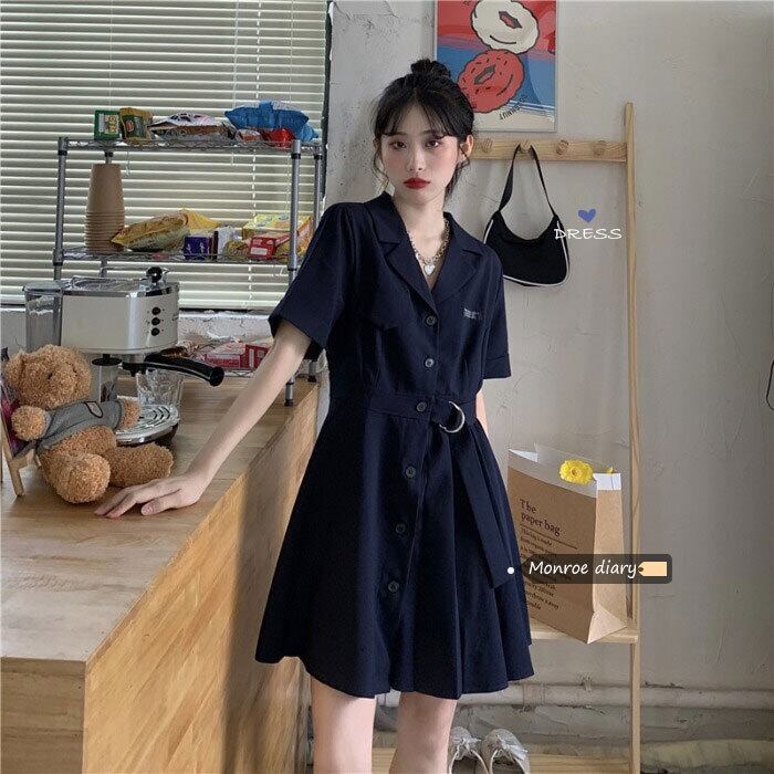 ブラックドレス スタイルAラインスカート スプリングショート 春物 モンロー48849425487