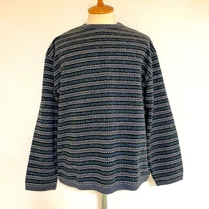 「尾州」Jazz Nep Multi Color JQ Crewneck Knit & Sewn　Black Stripe