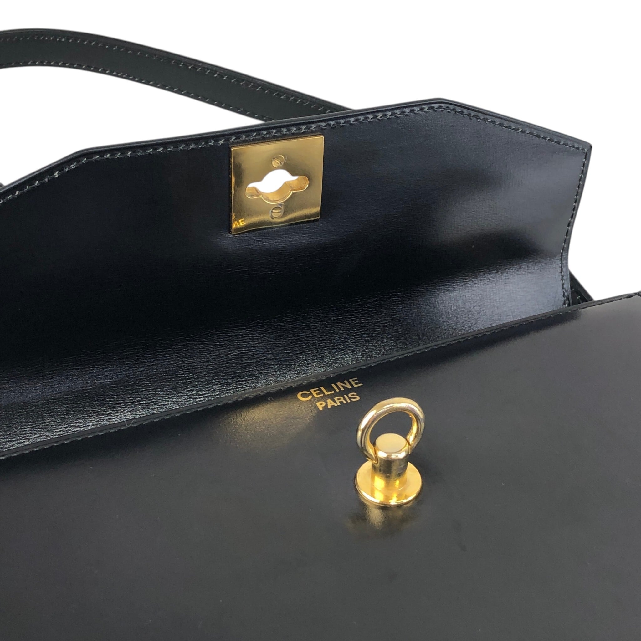 CELINE セリーヌ ショルダーバッグ ブラック ガンチーニ レザー