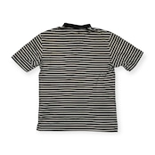 BLACK PIA ブラックピア ボーダー柄 バンドカラー 半袖Tシャツ M /ポロシャツ/メンズ/天竺コットン/ブラック×ホワイト/ポケット付き