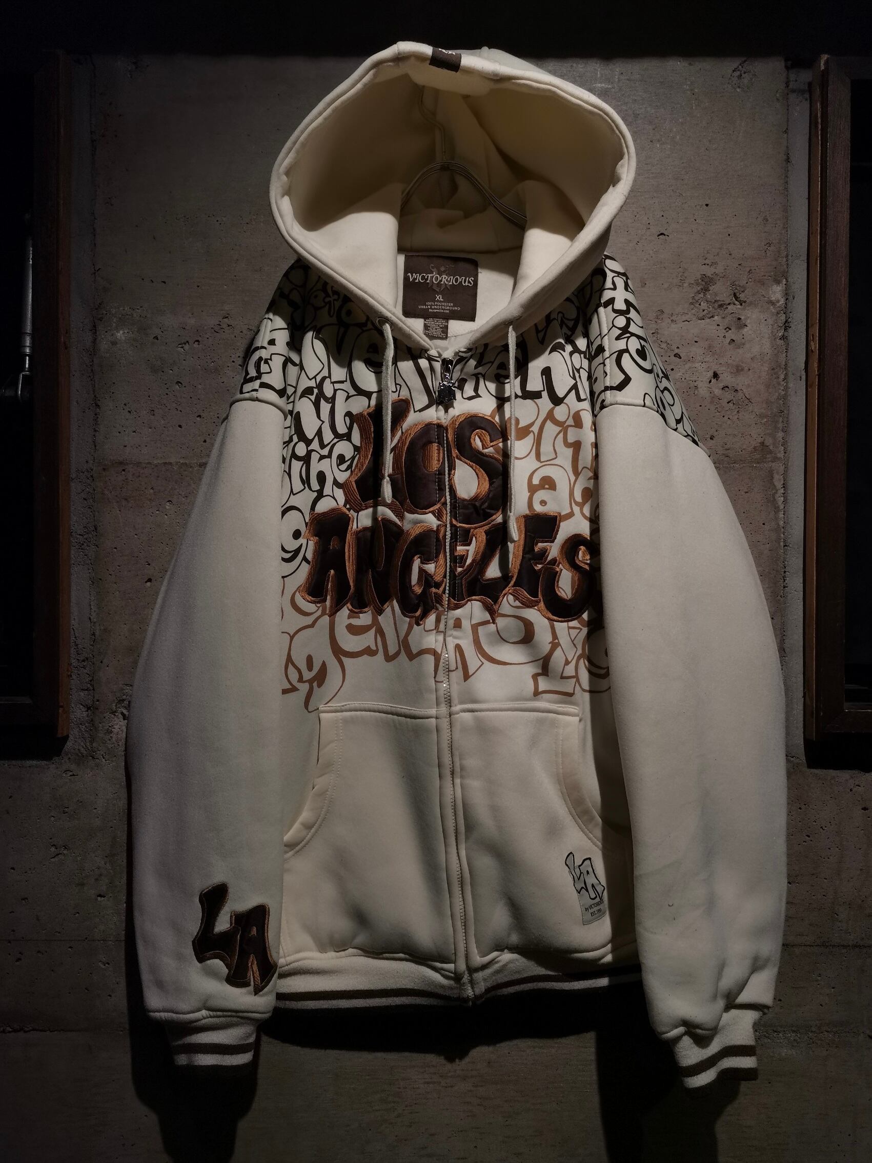 【Caka】Street Graphic Print × Embroidery Design Loose Zip up Hoodie ...