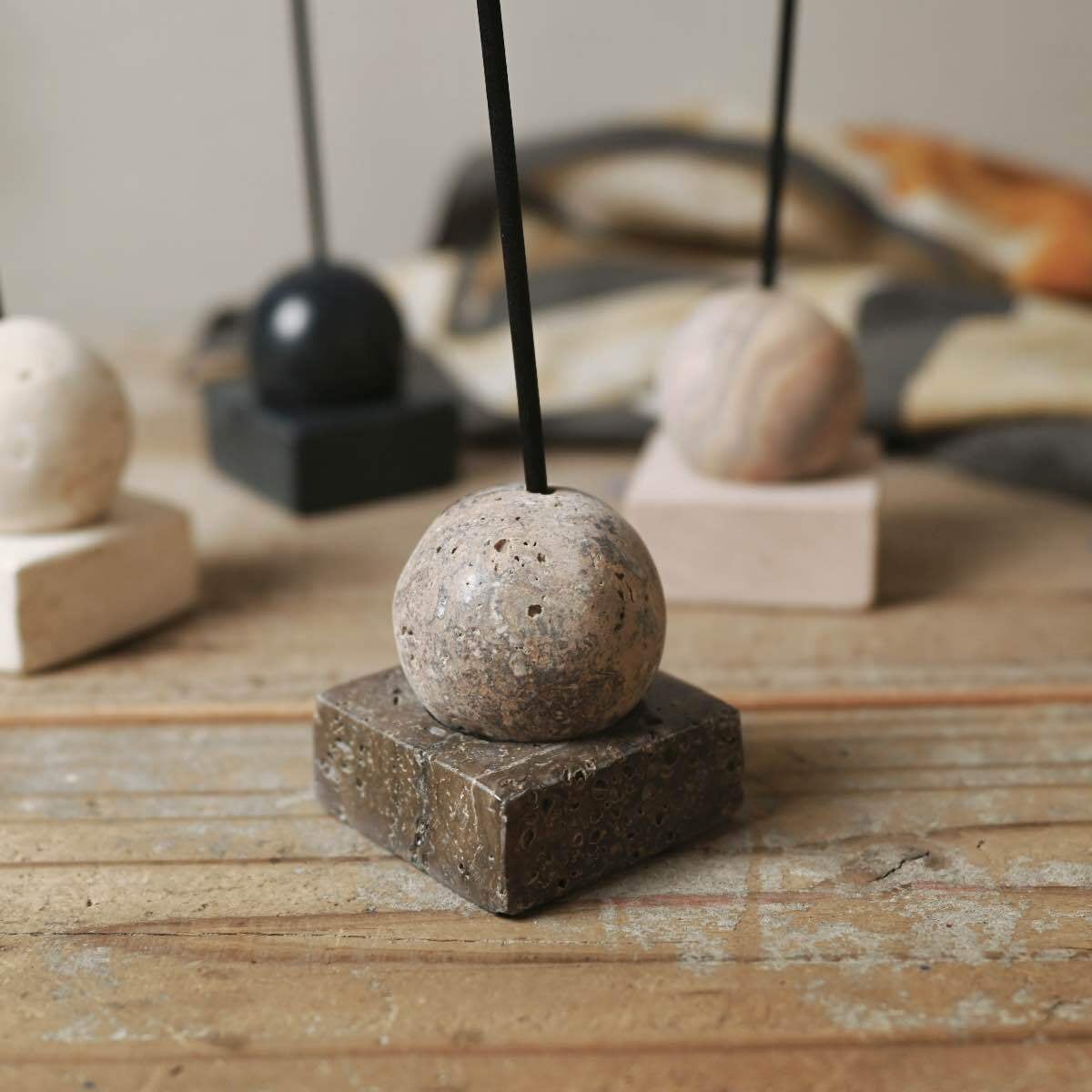 STONE INCENSE HOLDER travertine gray|お香立て グレー 灰色 おしゃれ 天然石 インテリア 雑貨