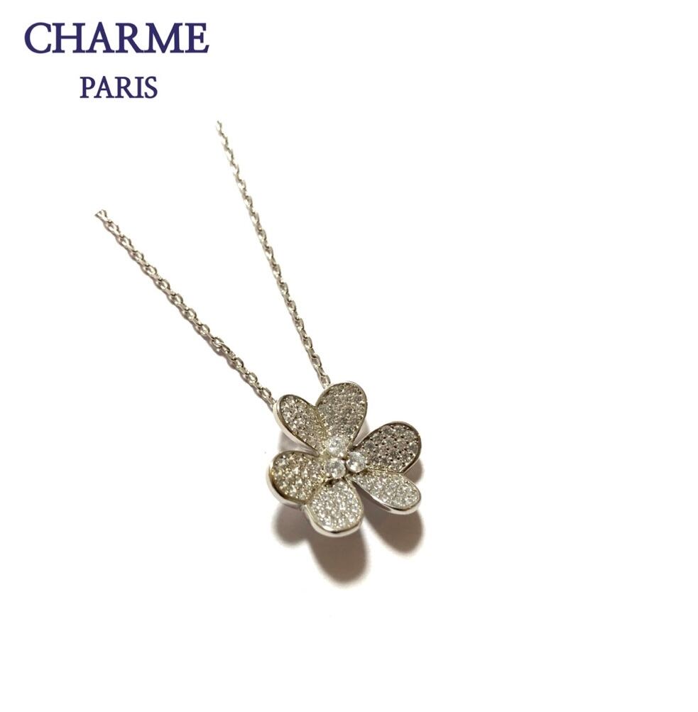 white gold clover necklace