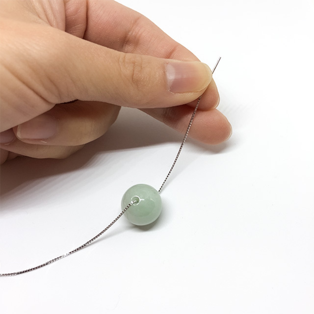 ラベンダー色で大人っぽく！翡翠一粒シルバーネックレス A貨翡翠 jd_ne1075