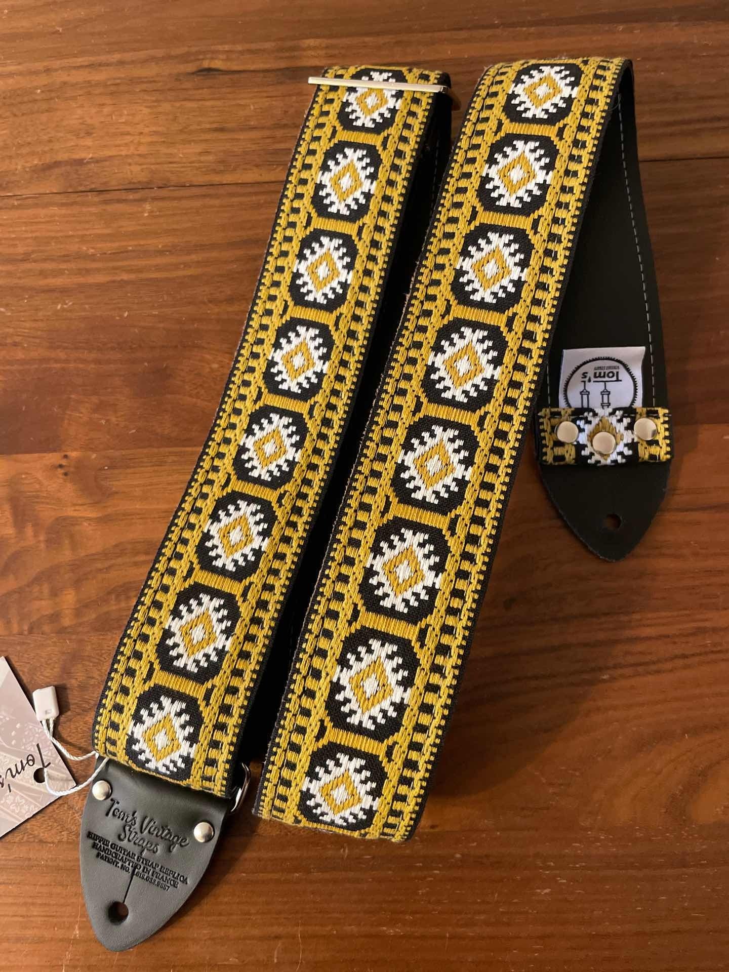 Tom's Vintage Straps Gray 'Crossroads' ギターストラップ 本革エンド