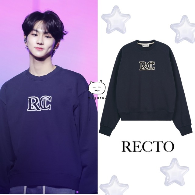 ★ENHYPEN ジョンウォン 着用！！【RECTO】MENS RC EMBROIDERY CLASSIC SWEATSHIRT (INK NAVY)