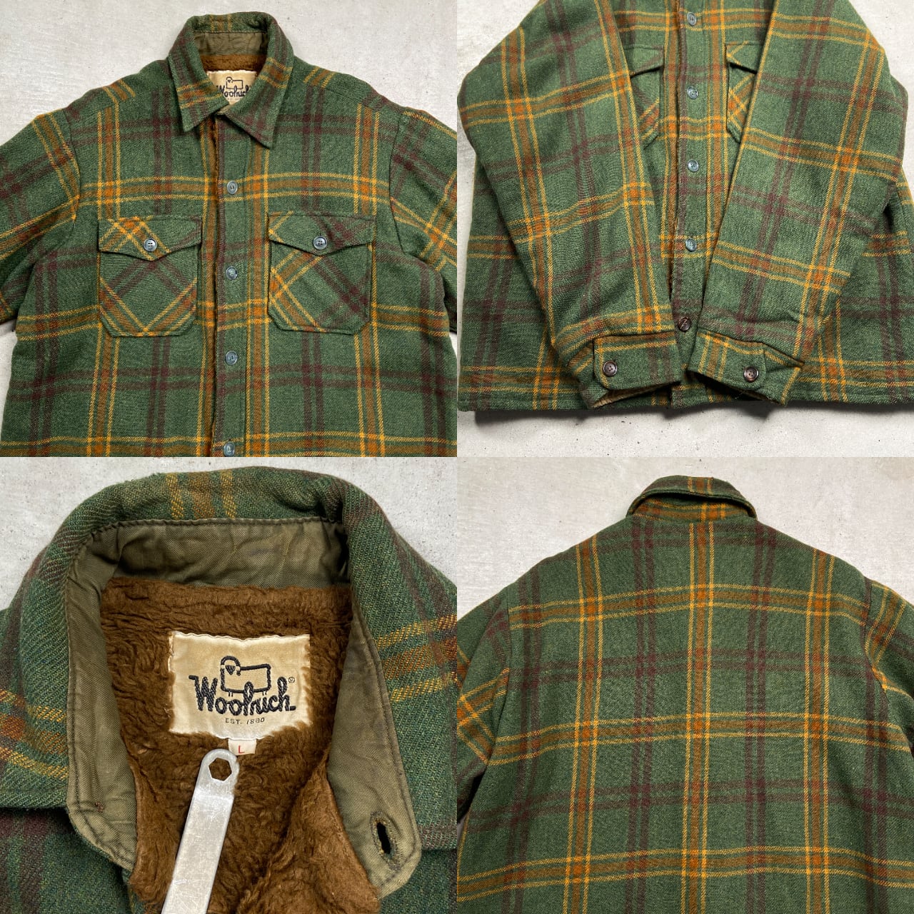 70年代 WOOLRICH ウールリッチ チェック柄 ボアライナー ウールシャツ