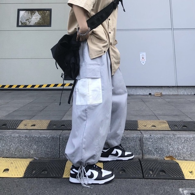 スタイルカジュアルパンツ ルーズオーバーオール 大きめサイズ かわいい ステッチ ケッペル56726666887