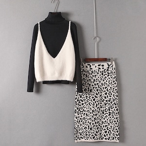 Layered Tops & Leopard Skirt Setup KRE1941