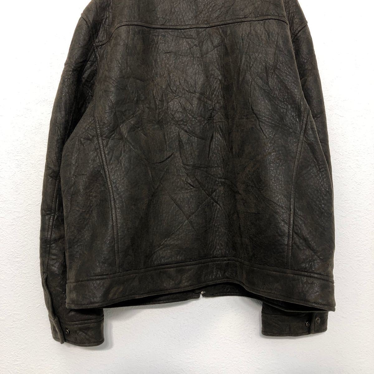 RuffHewn フェイク レザー ジャケット XL ブラウン ラフヒューン