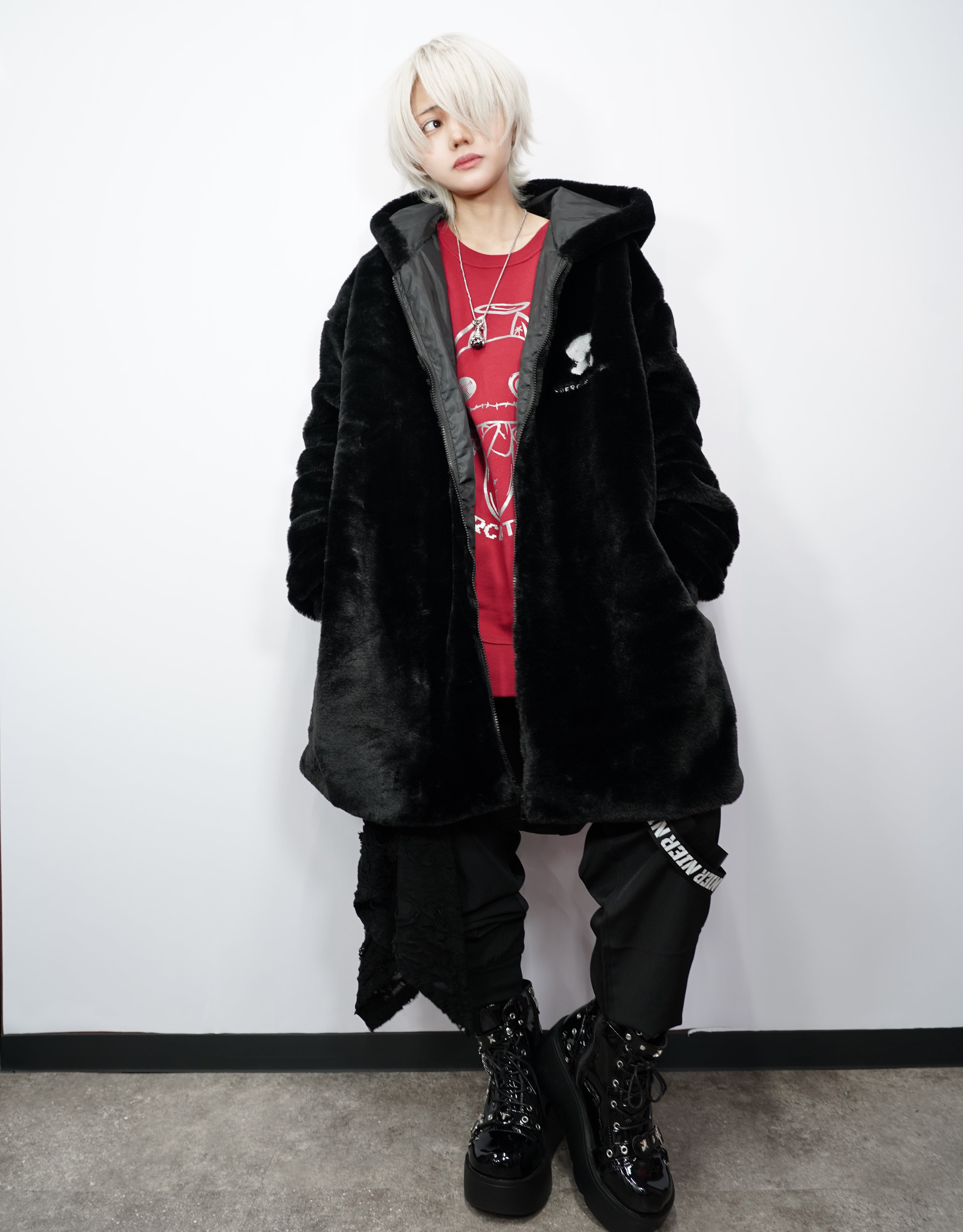 防寒超ふわもこBACK LOGO OVERSIZE ZIP OUTER【BLACK】 | NIER 防寒超ふわもこBACK LOGO OVERSIZE ZIP OUTER【BLACK】 | NIER