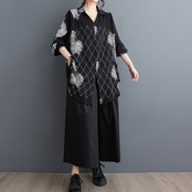 花柄 Vネック シャツ 00001