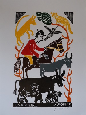 J.BORGES ジョタ・ボルジェス 木版画 L【O VAQUEIRO】