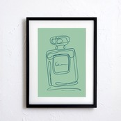 EAU DE PARFUM N°21｜香りの余韻を一筆で描くミニマル香水ラインアートポスター｜洗練と静けさを纏う一枚｜A2ポスター