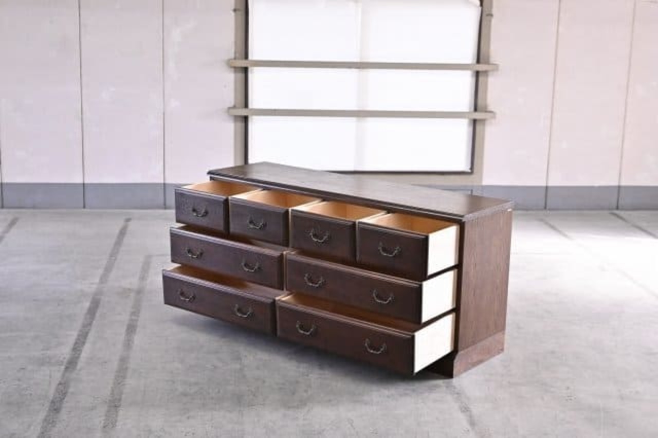 最高峰 カリモク domani 25万「QUEENS LIFE/クイーンズライフ」ワイドチェスト 3段 引き出し8杯 タンス シェラトン様式 ドマーニ karimoku【中古家具/中古インテリア/USED家具ユーズド家具/リサイクル】