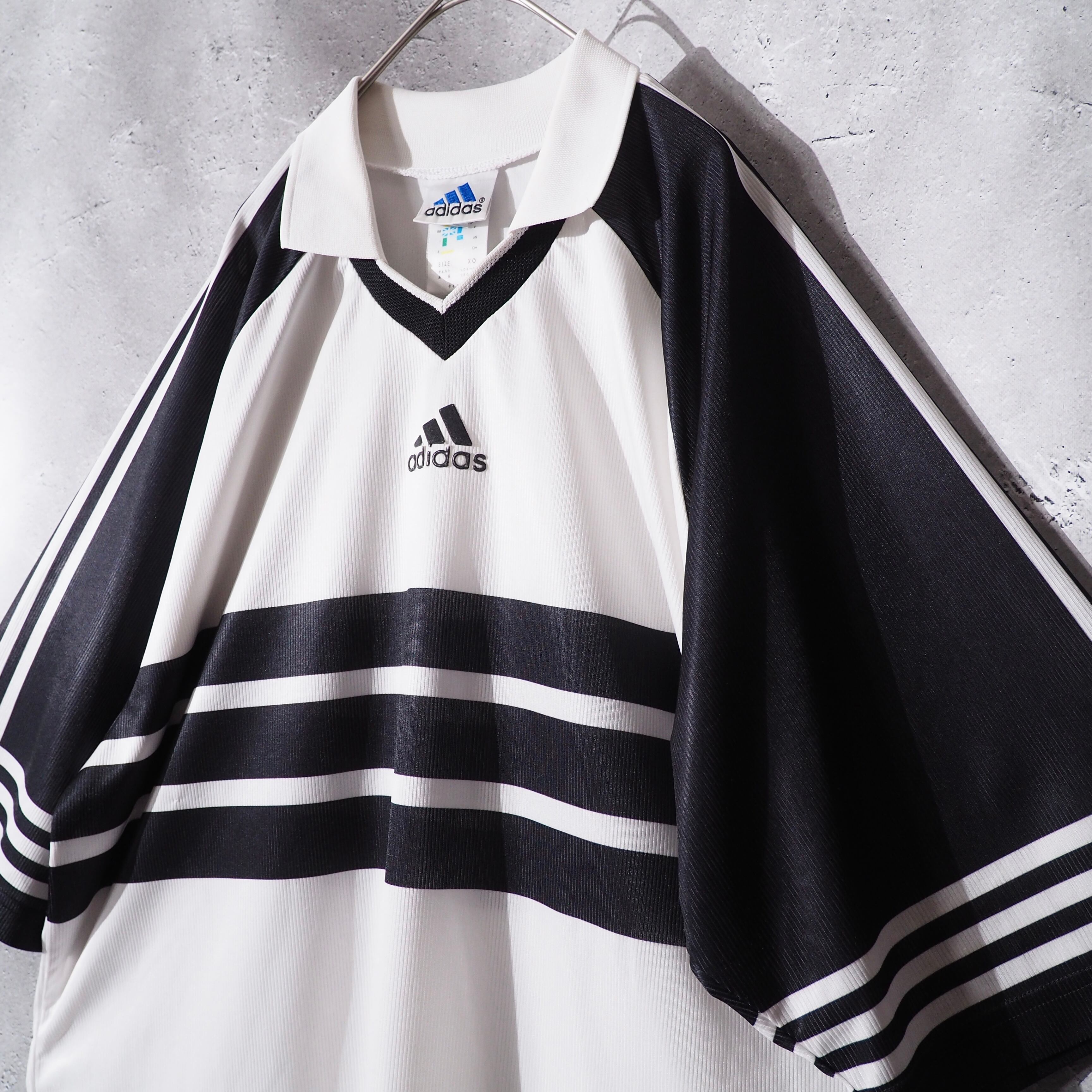 1990s " Old adidas " Monotone Line Design Vintage Loose Game Shirt