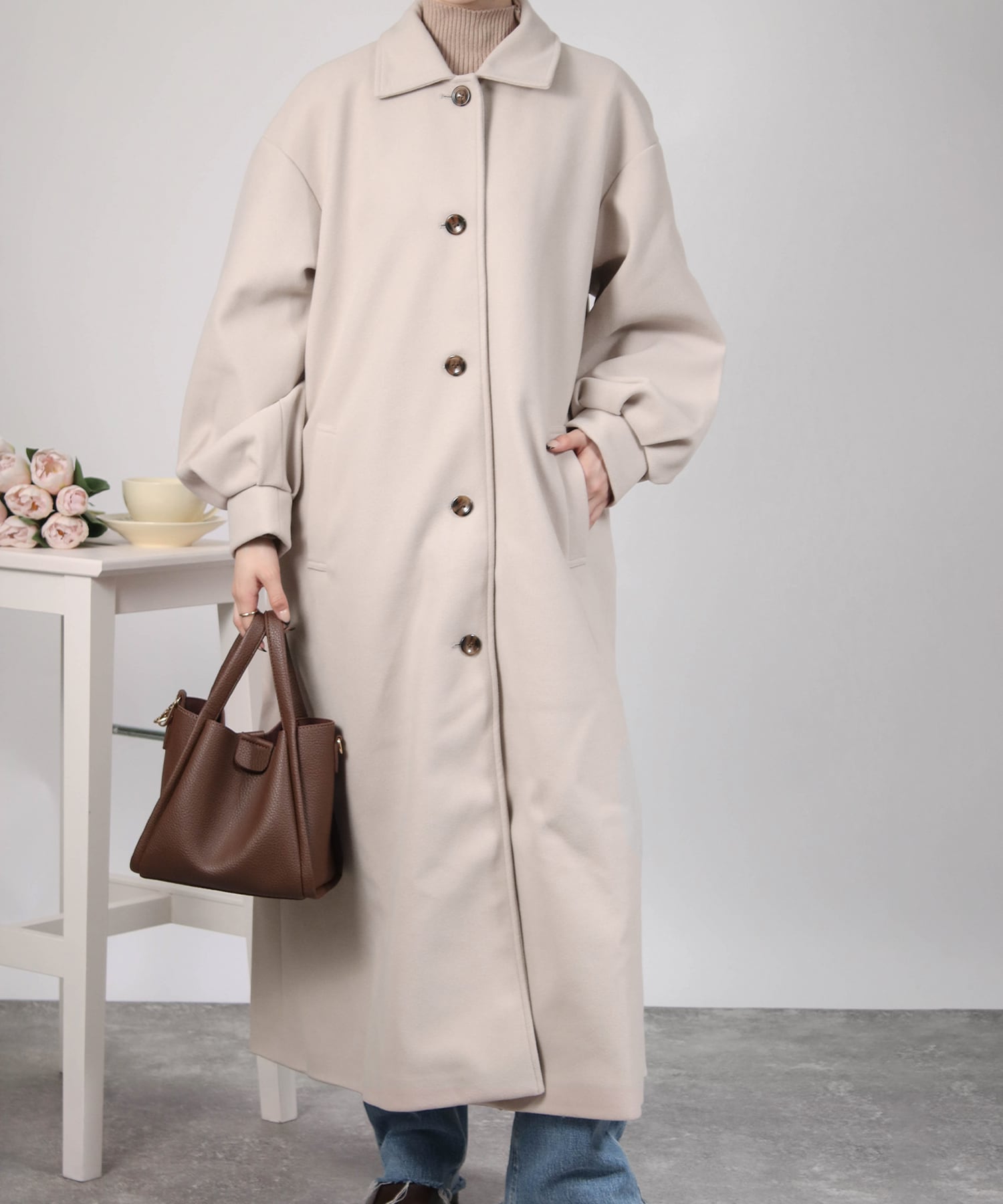 ステンカラー後タックロングコート | SocialGIRL（ソーシャルガール公式）