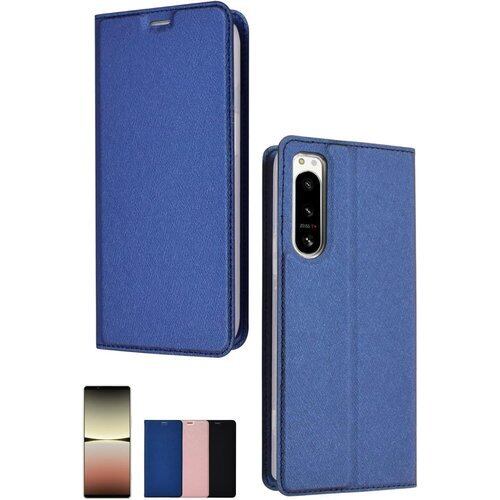 シズカウィル Xperia 5 iv ケース カバー 手帳型 SO-54C SOG09 XQ-CQ44 スリム ケース ディープブルー 1個入り 1632