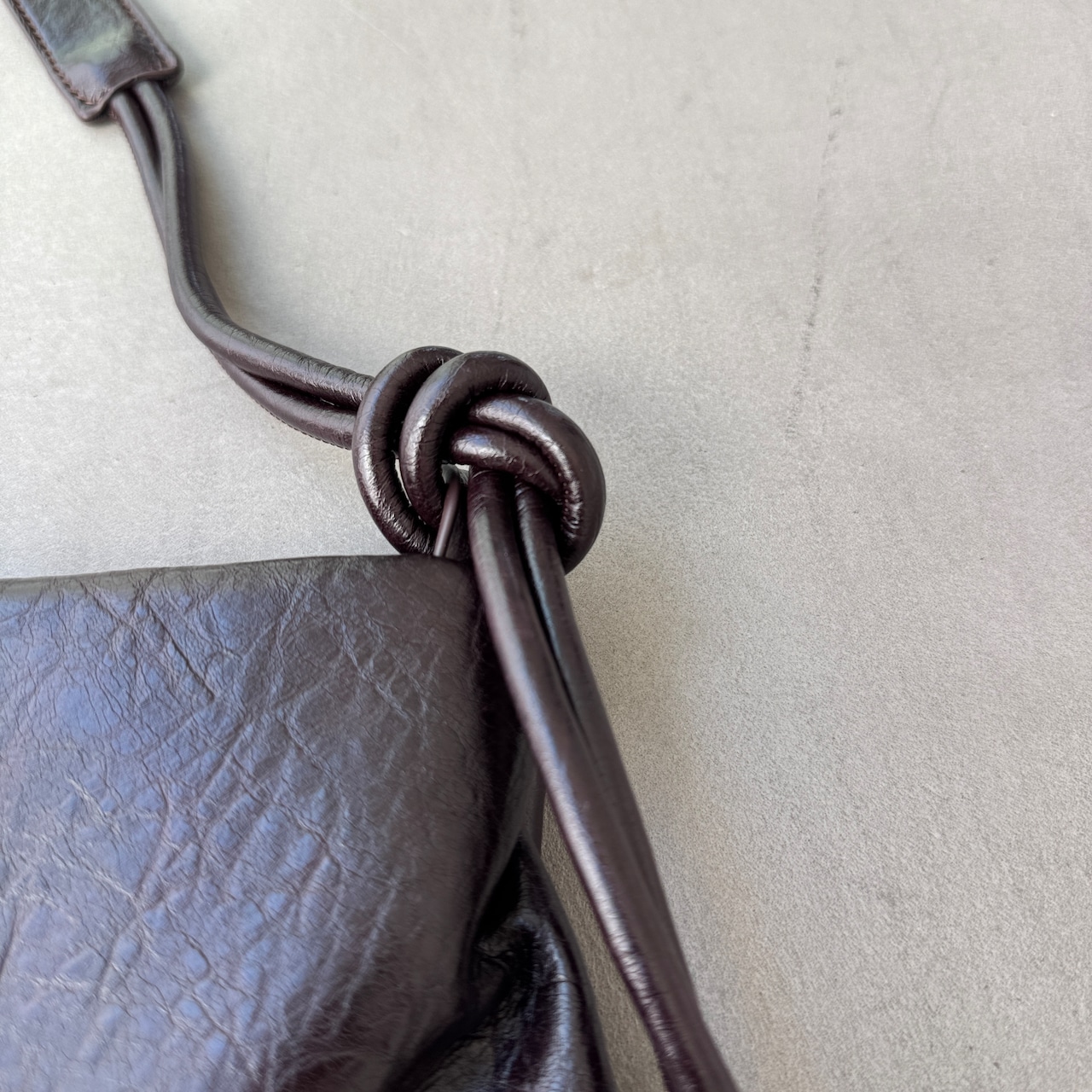 Grained eco leather 2way bag/bordeaux brown