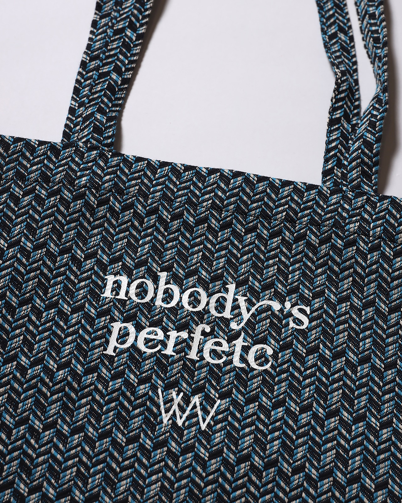 WV Original / nobody’s perfetc Tote Bag - Green Herringbone