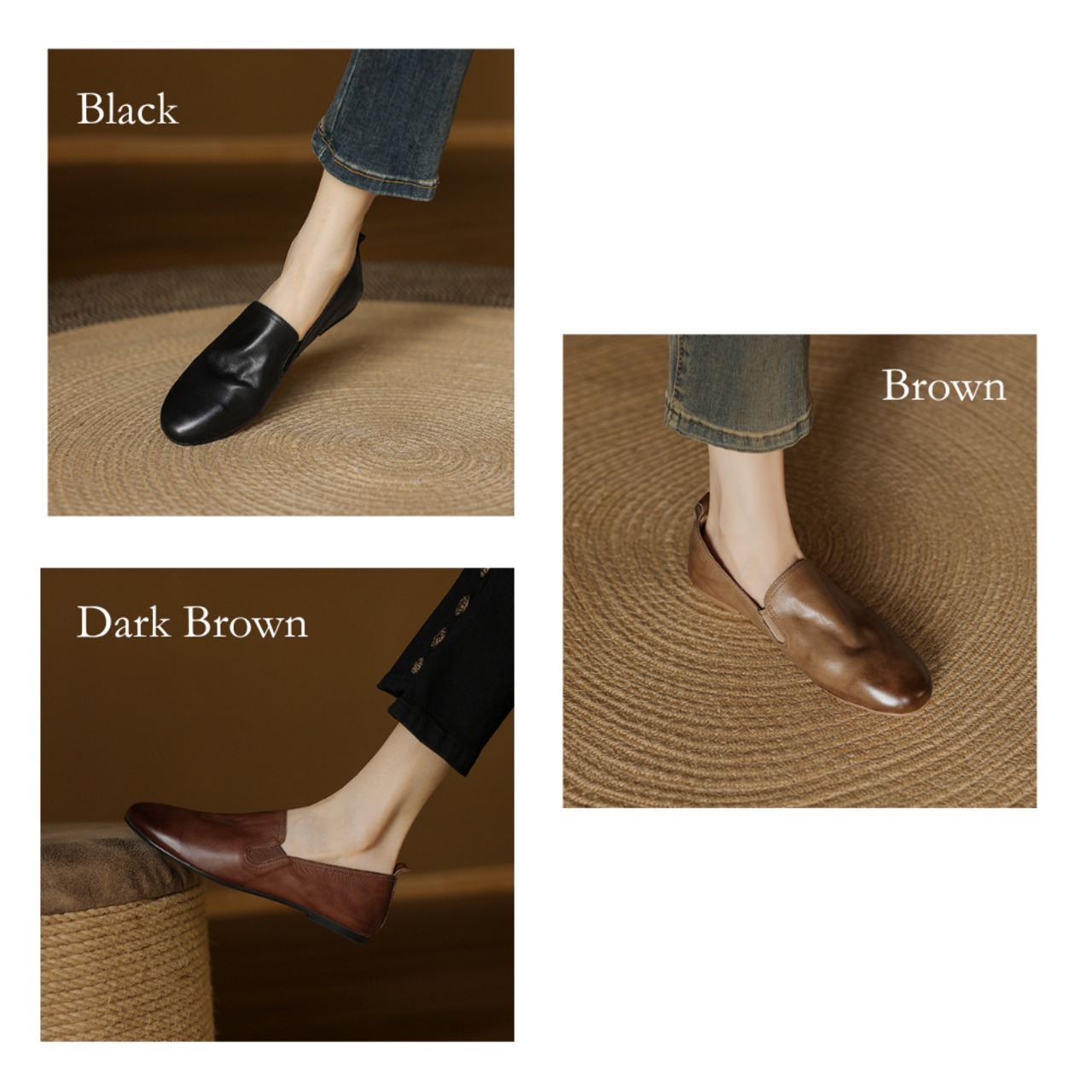 ソフトレザー スリッポン フラットシューズ 3color  W10409