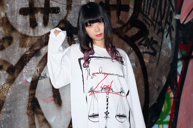 libra bigsize long t-shirts(white×red)