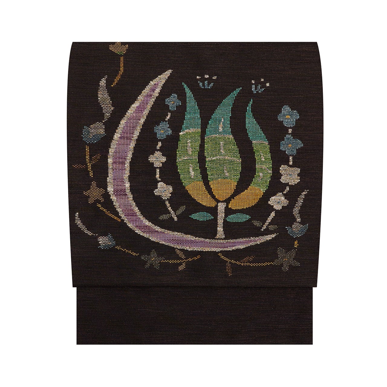 幾何学模様 本場筑前博多織 八寸名古屋帯【中古】 | かわの屋