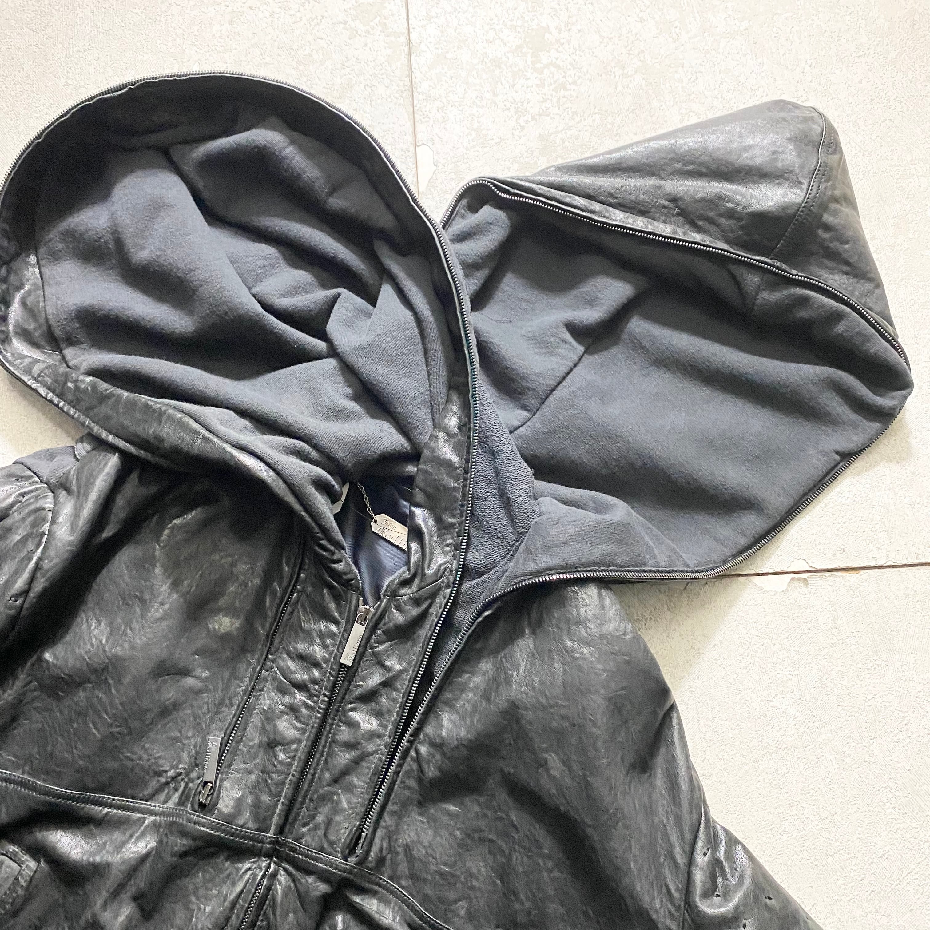 JOHN GALLIANO sweat switching leather blouson | NOIR ONLINE