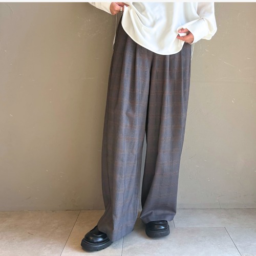 【 HERENCIA 】タックイージーチェックパンツ