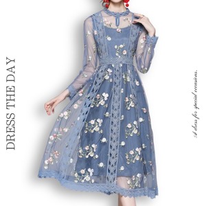 フラワーチュールシアーレースドレス D0052