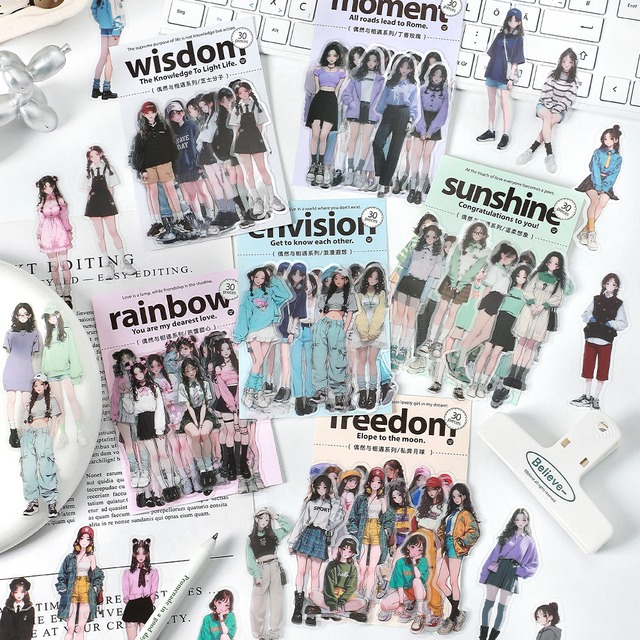 おしゃれな少女たちのPETシールセット　15種30枚入り　偶然与相遇シリーズ【Infeel.Me】[IM-12]