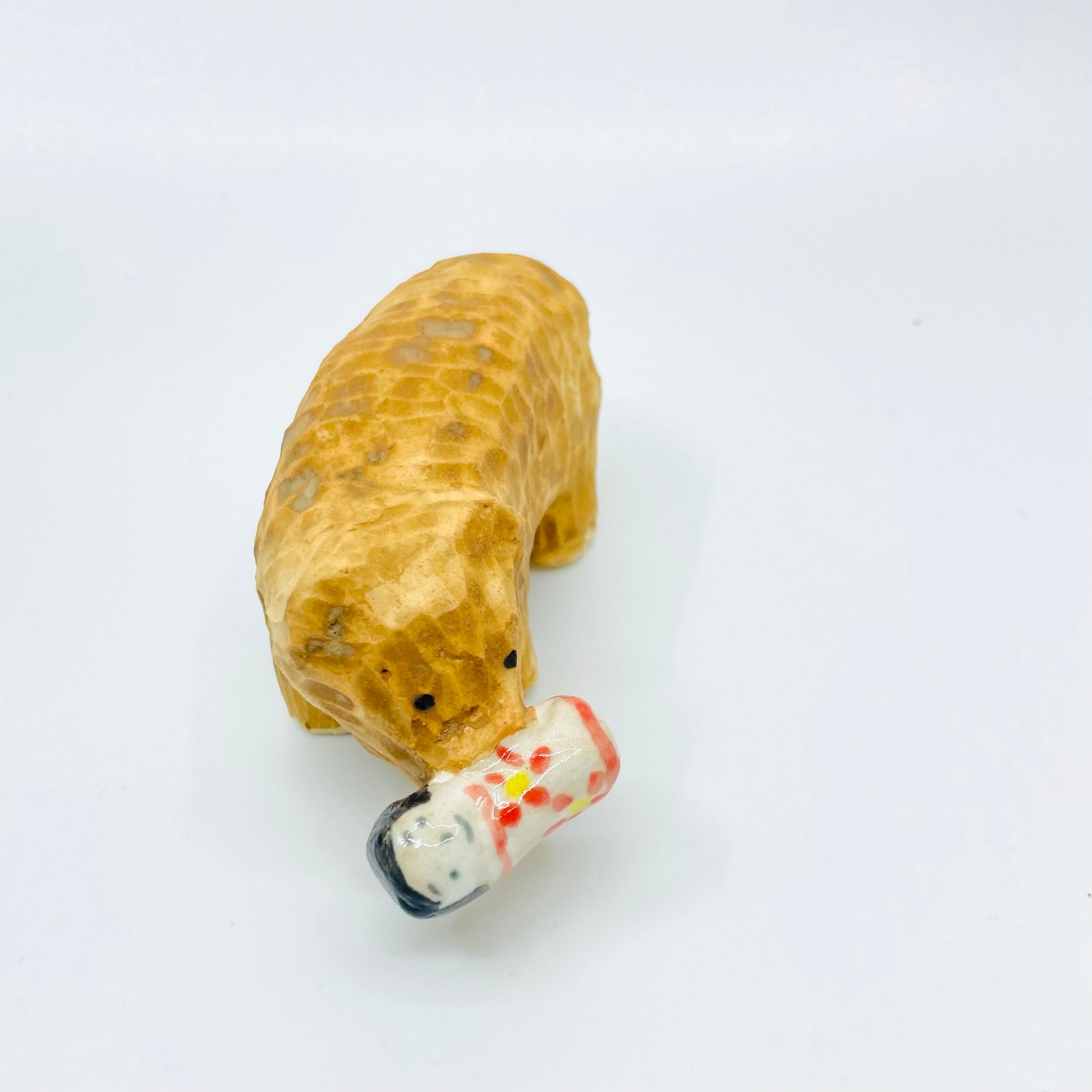 木彫り熊（こけし）の置き物 / すずきたまみ / 陶芸作品