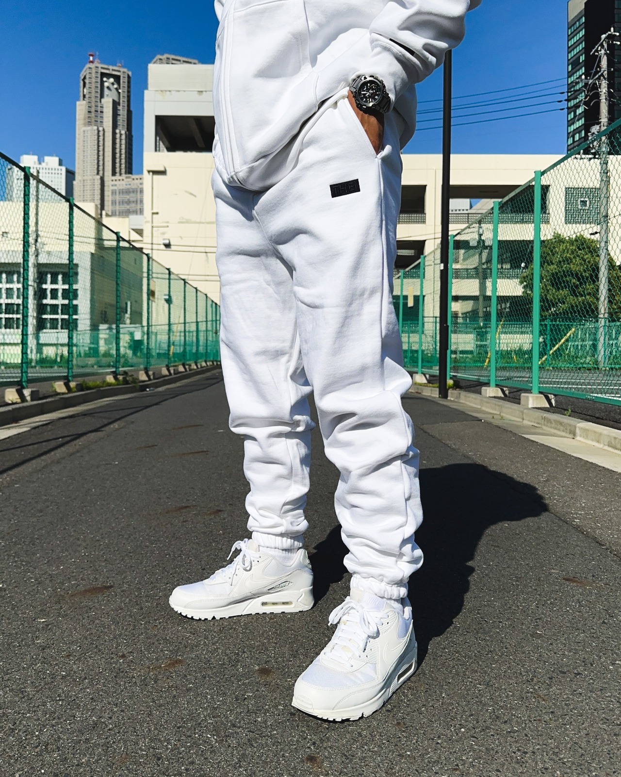 BOX-TYPE2 ONE POINT HEAVY WEIGHT SWEAT PANTS - WHITE