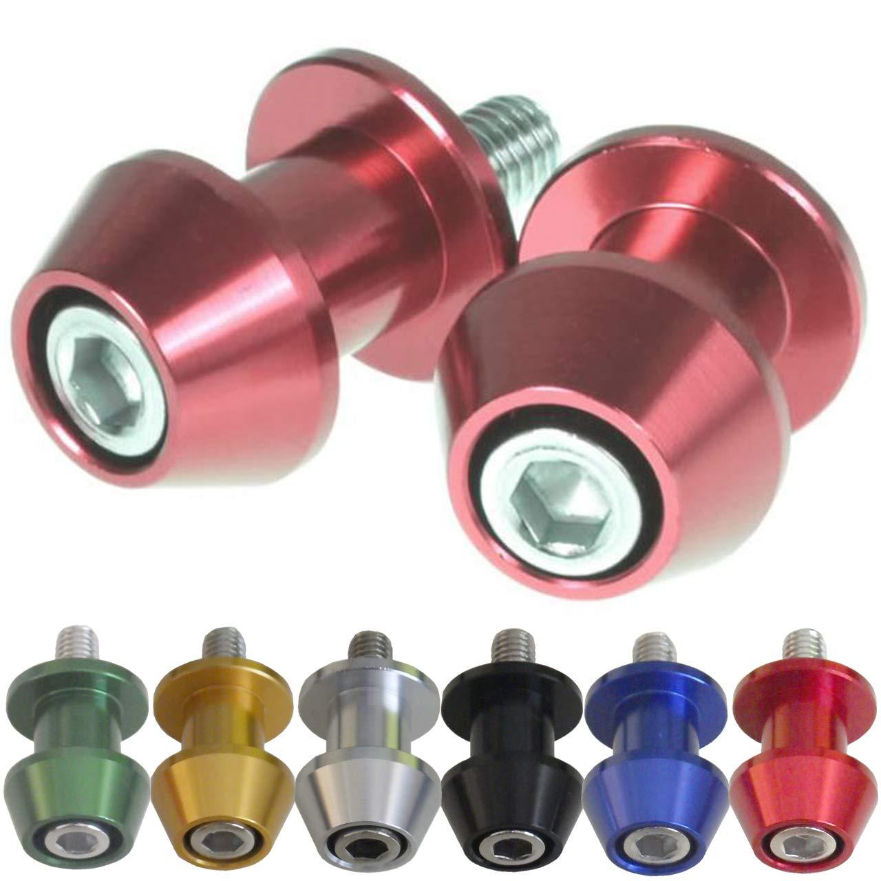NYSh スタンドフック ヤマハ対応 アプリリア リア対応 スタンド フック M6 6mm ボルト 左右 2個セット M6 (レッド)
