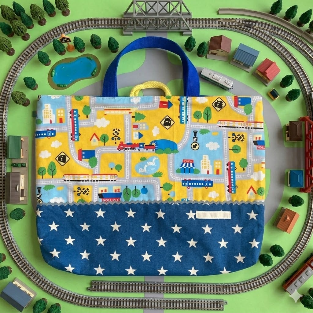 床につかない！！入園入学レッスンバッグ手提げ絵本袋リバーシブル☆63