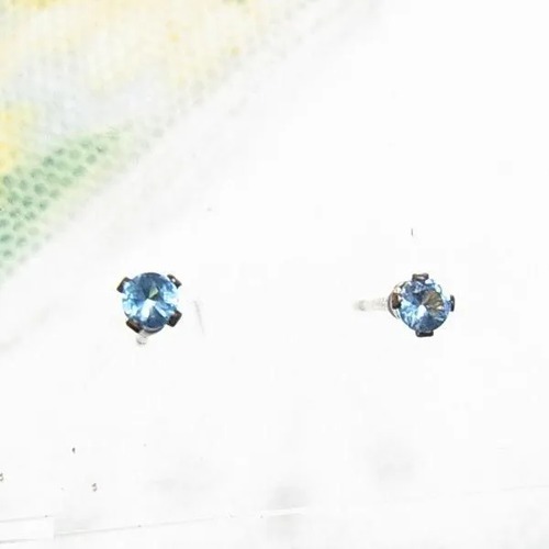 シルバー製ライトブルーのキュービックジルコニアのピアス アクセサリーのセール通販　11744S