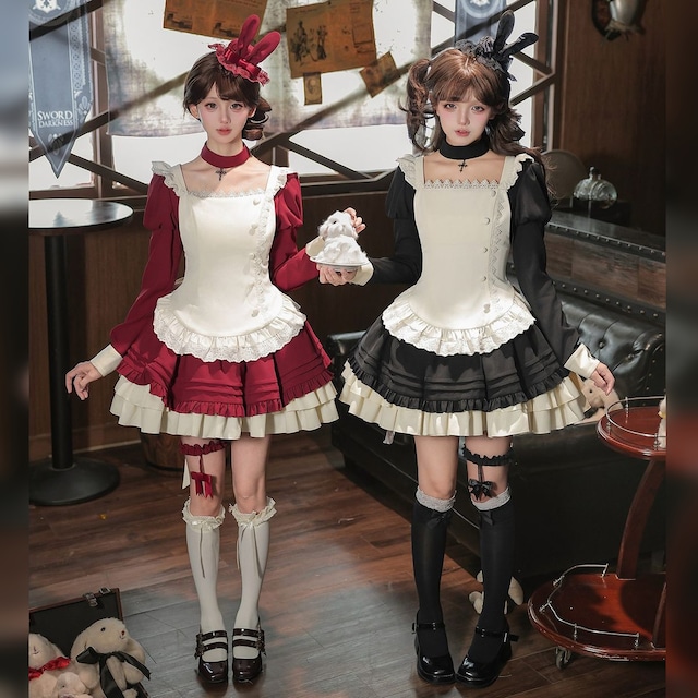 フリルエプロンメイド服セットアップ：フルセット