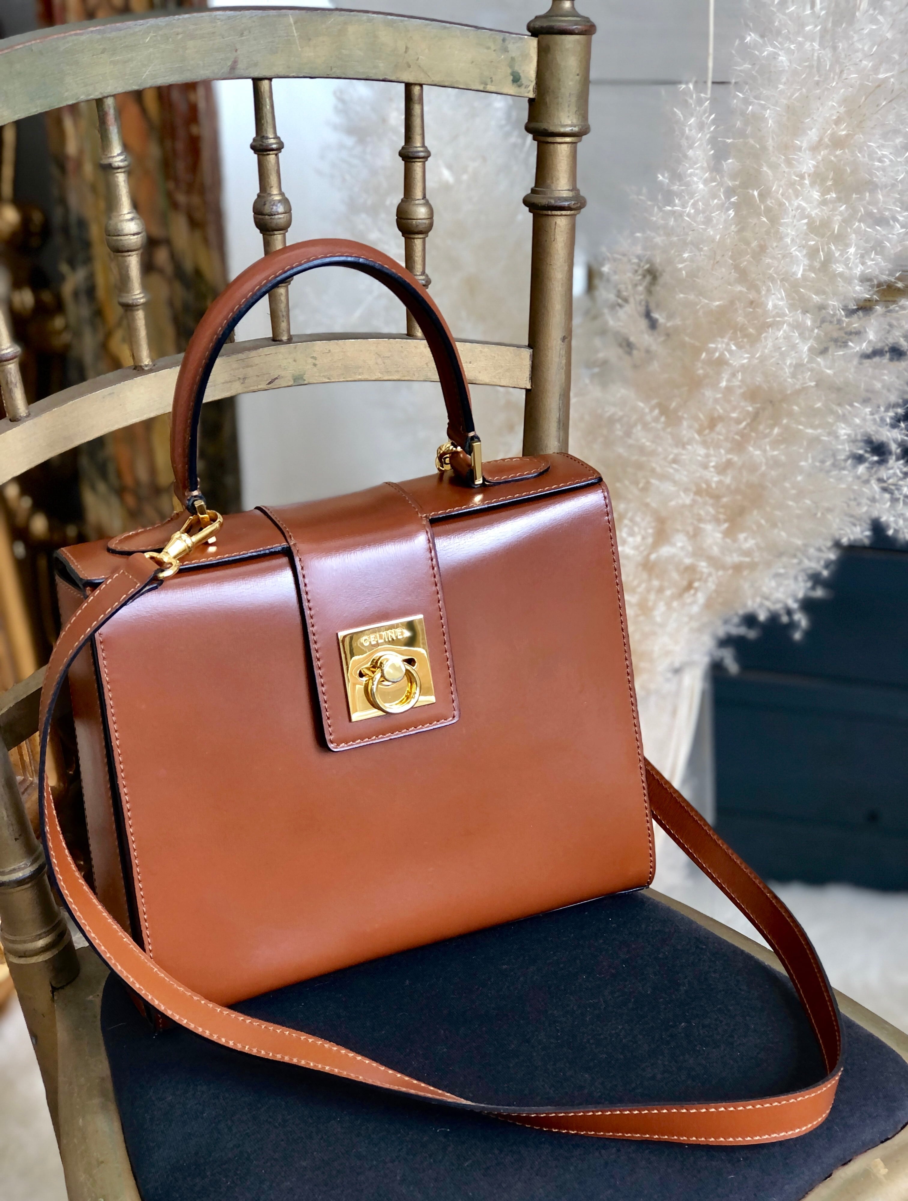 CELINE　セリーヌ　ガンチーニ　レザー　ボックス　2way　ショルダーバッグ　ブラウン　vintage　ヴィンテージ　オールドセリーヌ　 s48cfp | VintageShop solo powered by BASE