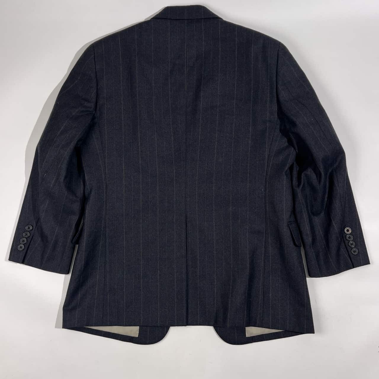 上下 Paul Stuart ポールスチュアート セットアップ ストライプ テーラードジャケット 裾ダブル スラックス スーツ 94-84-165 AB4/ダークグレー 系 メンズ