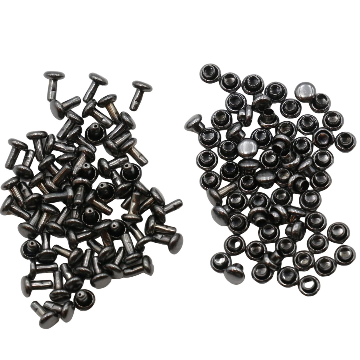 両面カシメ 極小サイズ 3x3 頭3mm、足3mm 100個セット 全5色