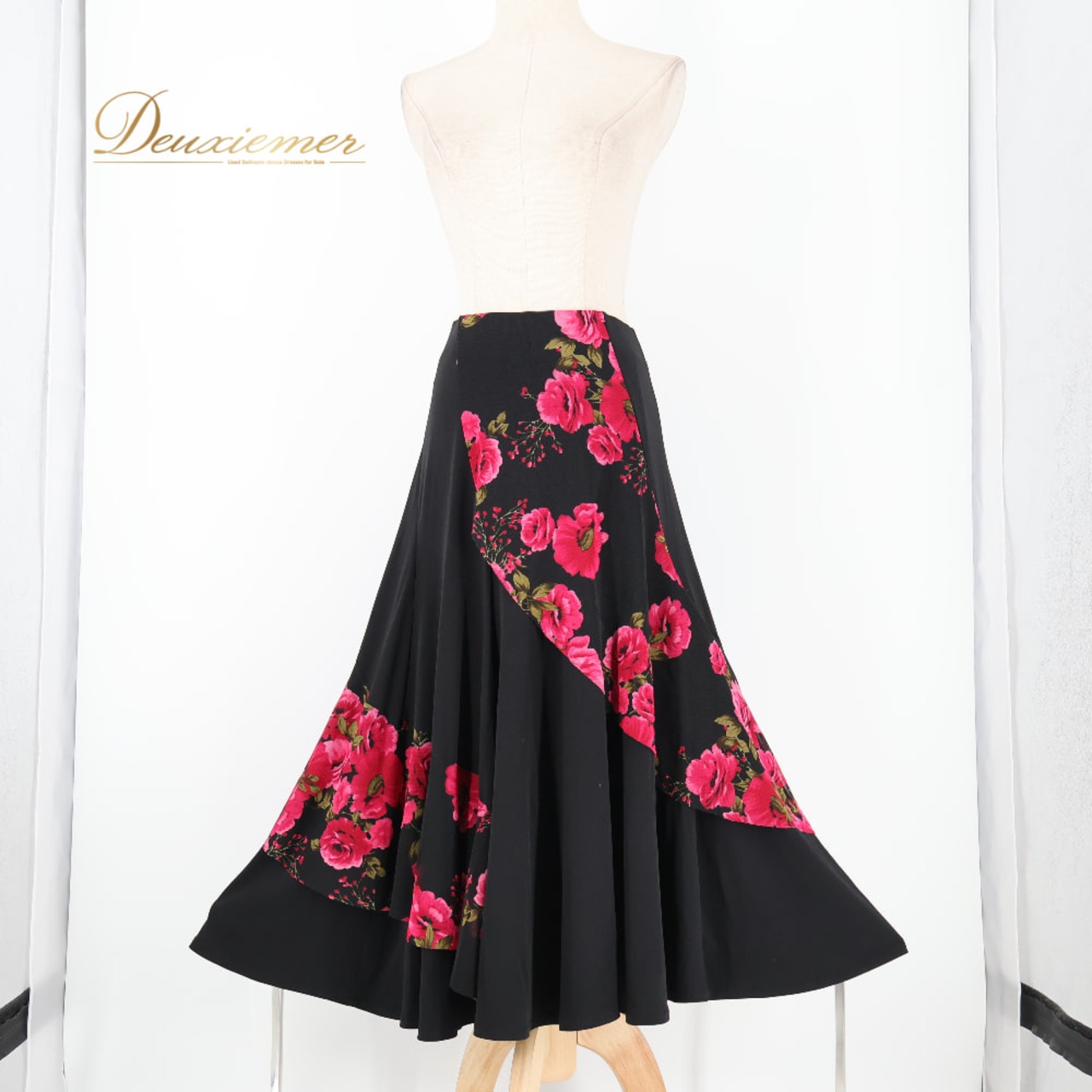 社交ダンス 衣装 prima boutique プリマブティック スカート レッスンウェア ブラック系 伸縮 ストレッチ 練習 レッスン 花 花柄 レース 華やか ダンス衣装 イベント ステージ パーティー レディース おしゃれ かわいい ピンク系 グリーン系