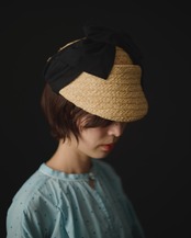 【Joëlle】Raffia ribbon cap/アシンメトリーラフィアキャップ