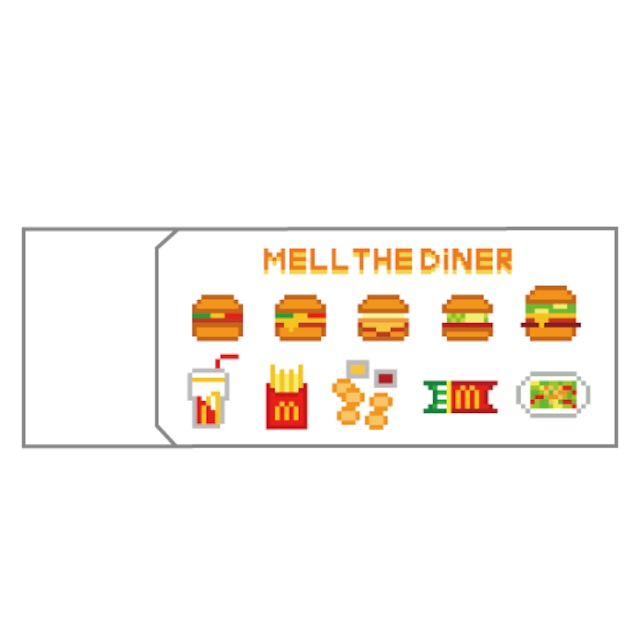 消しゴム　MELL THE DINER　ハンバーガーメニュー＆メル柄